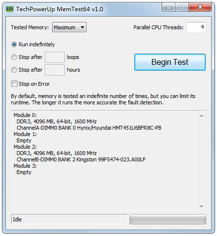 TechPowerUp MemTest64(ڴ) V1.0 ɫ