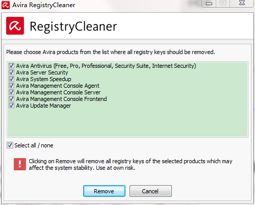 Avira Registry Cleaner
